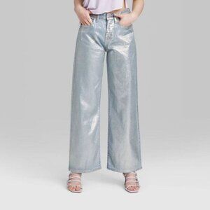 Wild Fable Metallic Silver Wide Leg Jeans